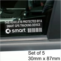 5 x SMART GPS Tracking Device Security WINDOW Stickers 87x30mm-City,Fortwo,Forfour,Coupe,Cabrio-Car Alarm Tracker